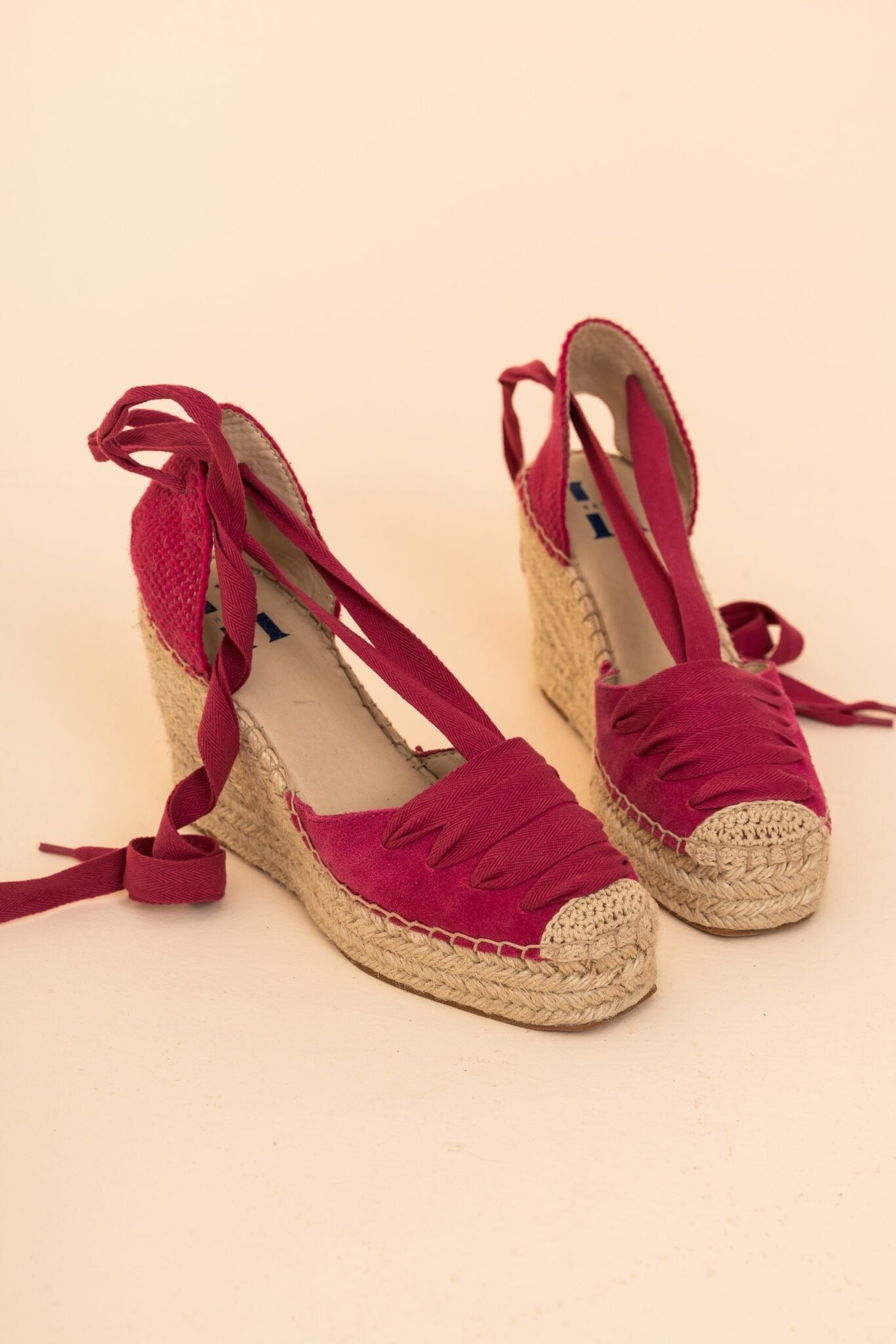 Zapatos Esparto Fucsia Cuña Alta