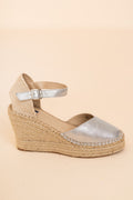 Zapato Esparto Plata Cuña Alta