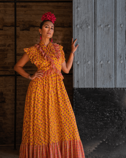 Bata Rociera Amarilla y Rosa
